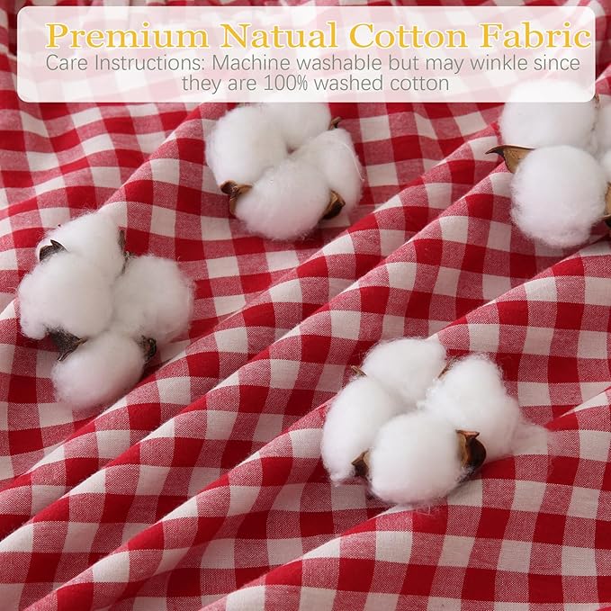 14x36 inches Red/White Plaid Ruffle Lumbar Gingham Pillow Sham 1 Piece, Pure Cotton Decor Pillowcase Farmhouse Pillow Cover for Bedding Couch
