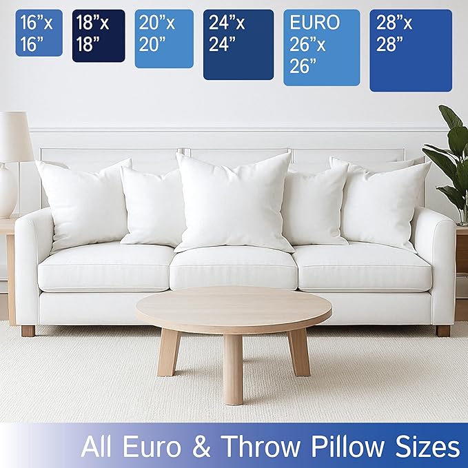 Throw Pillow Covers (Set of 2) - Square 20x20 - Pillow Protectors Waterproof Hypoallergenic Dust Proof Zippered Encasement