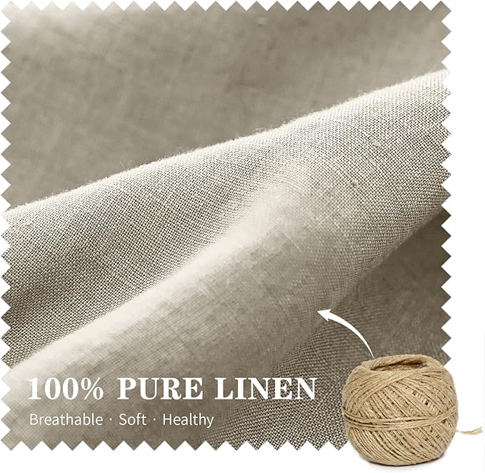 Simple&Opulence 100% Linen Lumbar Pillow Cover 12 x 20 Inches Set of 2 Rectangular Decorative Throw Cushion Cover for Couch Sofa Bed Living Room Office Soft Breathable Farmhouse - Linen