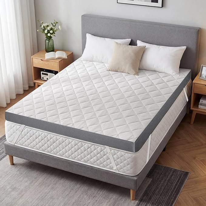 Extra Firm Mattress Topper Queen, 3 Inch High-Density Foam Mattress Pad, Pain Relieving Bed Topper for Extra Support, Washable Cover with Anti-Slip Straps, CertiPUR-US Oeko-Tex Certified, 80" x 60"