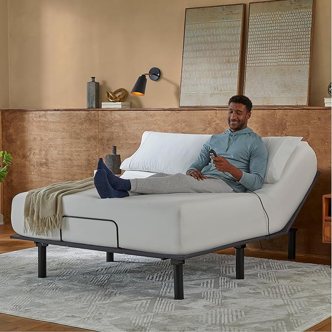 Serta baselogic Level 1 Adjustable Base Bed Frame - Twin XL - Head Adjustability, Wired Remote, Removable Legs for Zero-Clearance Design, and Foldable for Convenient Mobility and Storage