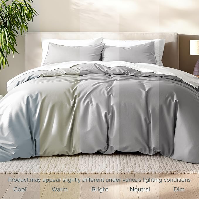 Bare Home Bedding Duvet Cover Full Size - Premium 1800 Super Soft Collection - Lightweight, Cooling Duvet Cover - Soft Breathable Bedding (Full, Light Grey)