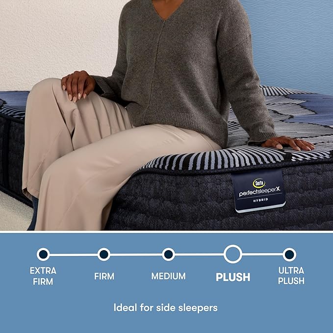 Serta Perfect Sleeper X - Prescott 14" Plush Twin XL Hybrid Mattress - 5 Support Zones and Cooling Tech for a Restorative Sleep - 100 Night Trial, CertiPUR-US Certified