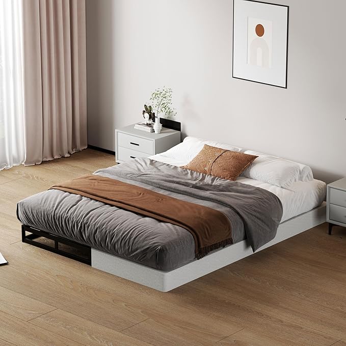 SHOANED King Size Box Springs - 5 Inch Low Profile Mattress Foundation No Noise Heavy Duty Metal Basics Bed Base with Clean Fabric Cover, Easy Assembly