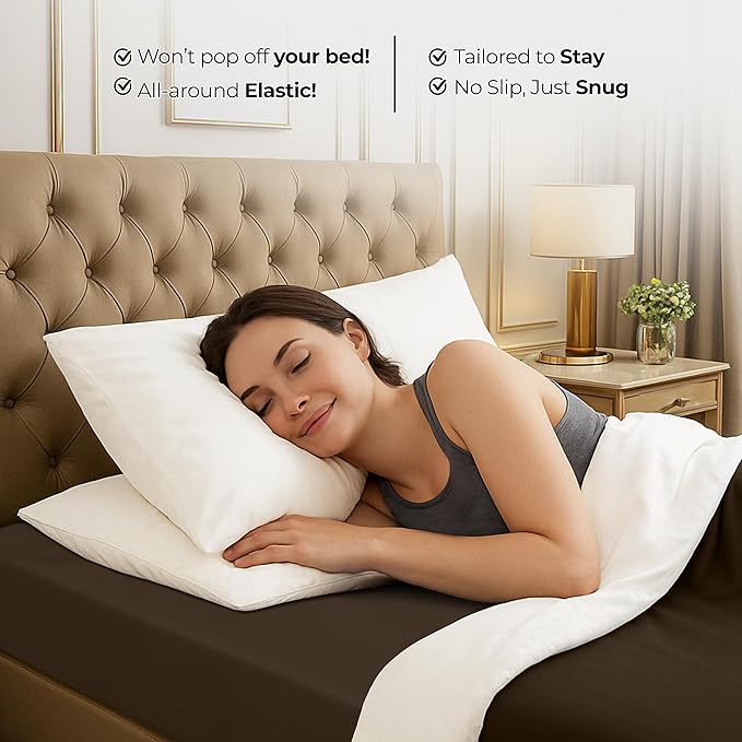 Utopia Bedding Queen Fitted Sheet - Bottom Sheet - Deep Pocket - Soft Microfiber - Shrinkage and Fade Resistant - Easy Care -1 Fitted Sheet Only (Brown)