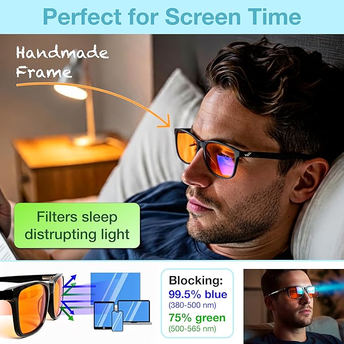 +1.0 +1.5 +2.0 +2.5 Orange Blue Light Blocking Reading Glasses for Better Sleep - Migraine Glasses for Women & Men
