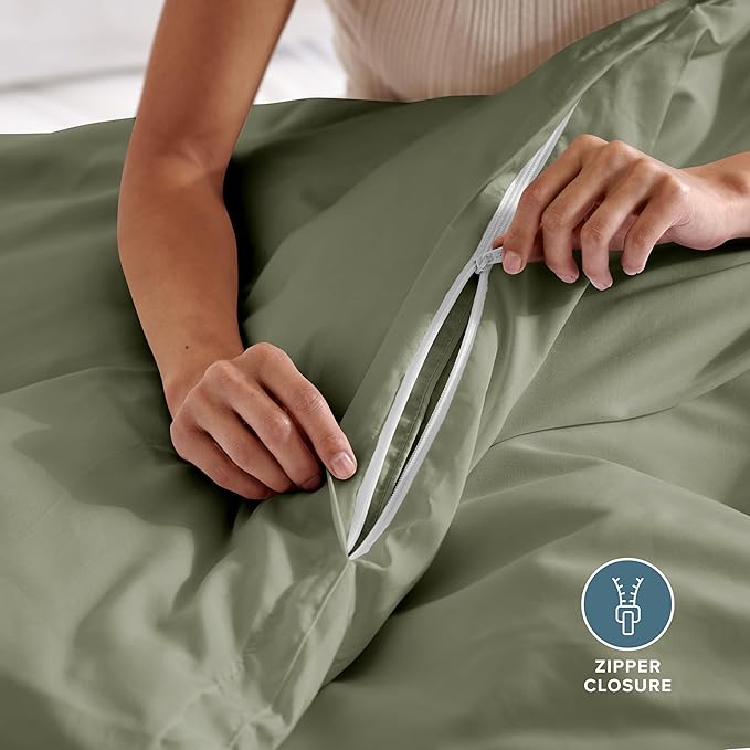 Bare Home Bedding Duvet Cover California King Size - Premium 1800 Super Soft Collection - Lightweight, Cooling - Soft Breathable Bedding Duvet Cover (Cal King, Sage)