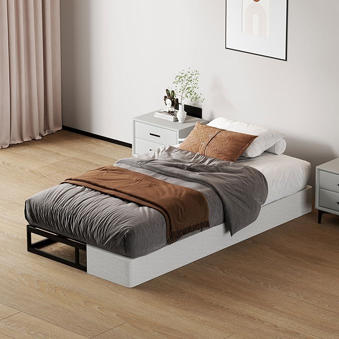 SHOANED 7 Inch Twin Box Spring - Metal Frame Mattress Foundation Memory Foam Basics Bed Base Heavy Duty Box Springs No Noise, 3000lbs Max Weight Capacity