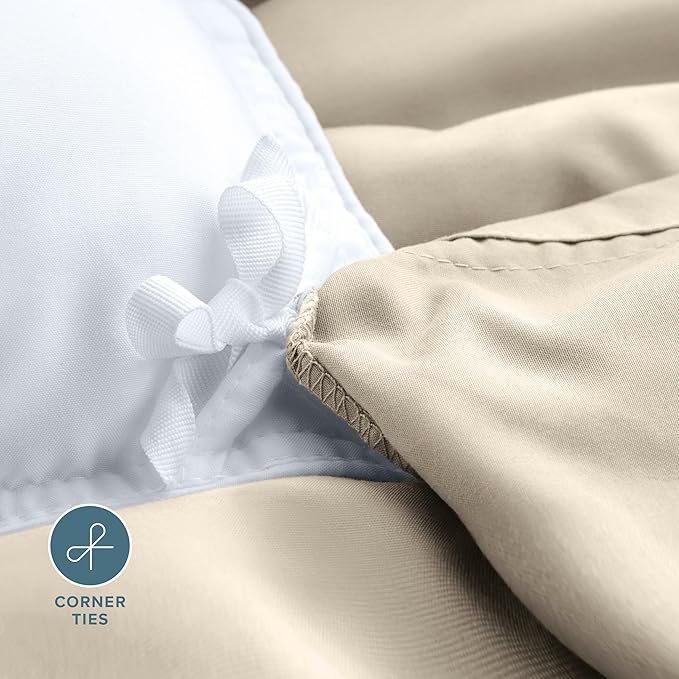 Bare Home Bedding Duvet Cover Oversized Queen - Premium 1800 Super Soft Collection - Lightweight, Cooling - Soft Breathable Bedding Duvet Cover (Oversized Queen, Sand)