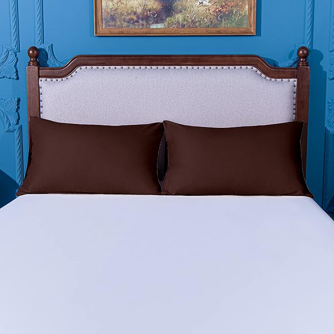 NTBAY King Pillowcase Set - 2 Pack Brushed Microfiber 20x40 Pillowcases - Soft, Wrinkle-Free, Fade-Resistant, Stain-Resistant, Dark Brown Pillowcases with Envelope Closure - 20x40 Inches, Dark Brown