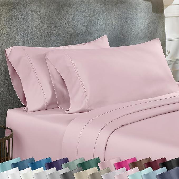California Design Den King Size Pillowcase Set - 400 Thread Count, 100% Cotton Sateen, Set of 2 Pillow Covers, Soft and Breathable - Pink