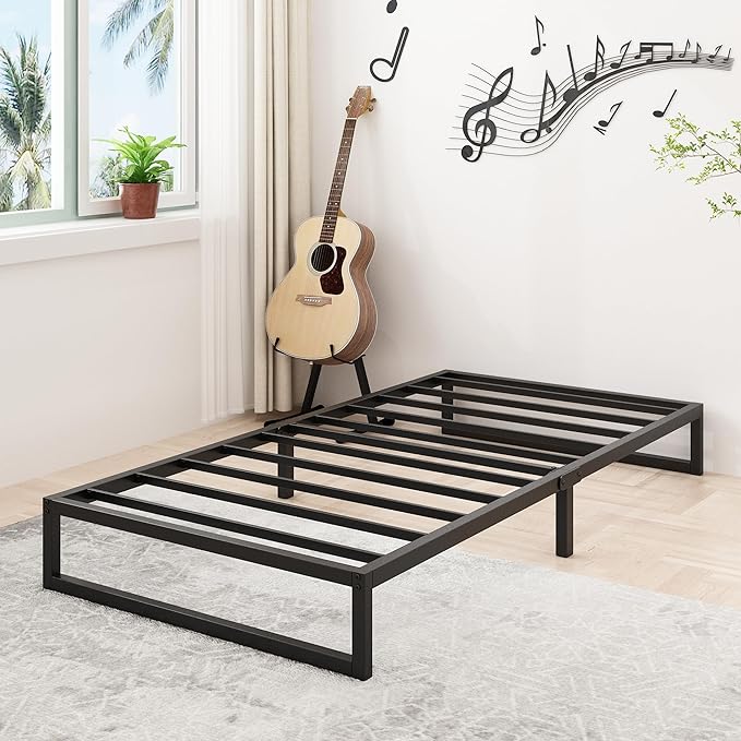 Lutown-Teen 8 Inch Twin Bed Frames Heavy Duty Metal Twin Platform Bed Frame No Box Spring Needed, Noise Free, Easy Assembly, Black