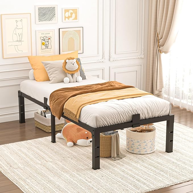 Yitong Angel Twin XL Size Bed Frames 14 inch High 3500 lbs Heavy Duty Metal Platform Mattress Foundation with Steel Slat Support/No Box Spring Needed/Noise Free/Non-Slip/Easy Assembly
