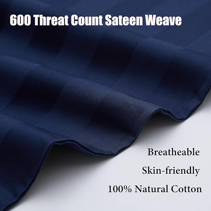 100% Cotton Classic Pillow Protectors with Invisible Zipper, 600 Thread Count Sateen Weave Soft and Breathable Pillow Cases, Protect Pillows from Dirt, Dust and Debris (Queen, 20"x30", Set of 4)