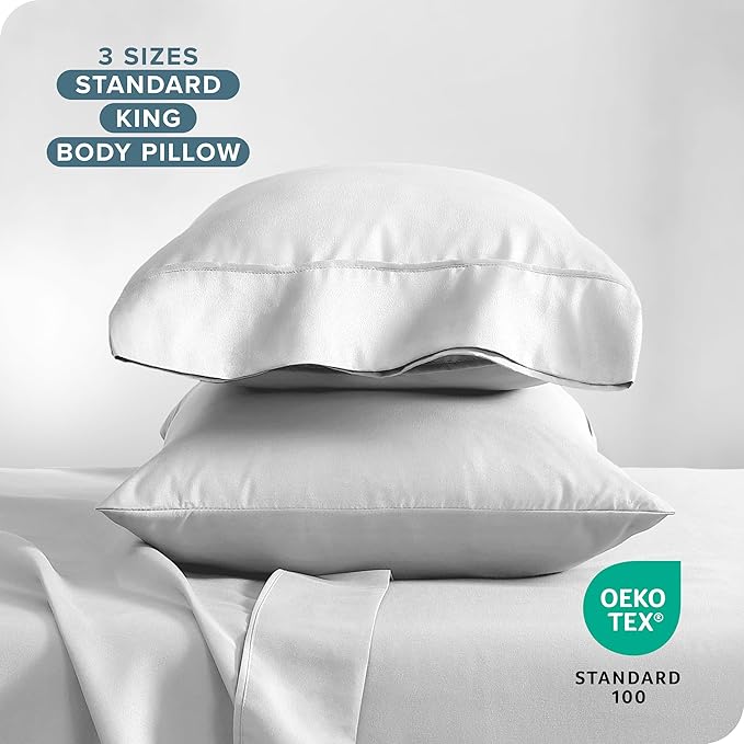 Bare Home Microfiber Pillow Cases - King Size Set of 2 - Cooling Pillowcases - Double Brushed - Light Grey Pillowcases 2 Pack - Easy Care (King Pillowcase Set of 2, Cloud Grey)