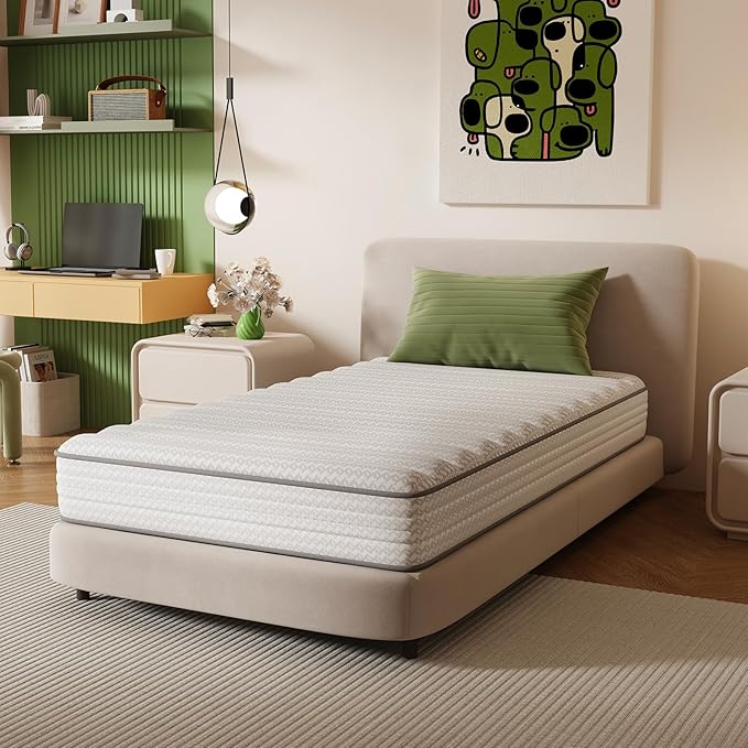 Novilla Twin XL Mattress, 6 Inch TXL Size Mattresses in a Box with Smarts™ Coil for Pressure Relief, Medium Plush Foam and Spring Hybrid Colchones with CertiPUR-US Certified for Kids