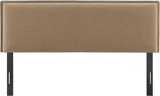 Modway Camille Queen Size Upholstered Linen Blend Headboard with Removable Slipcover – in Almond - Padded Pillow Style Headboard with Adjustable Mounting for Queen Beds