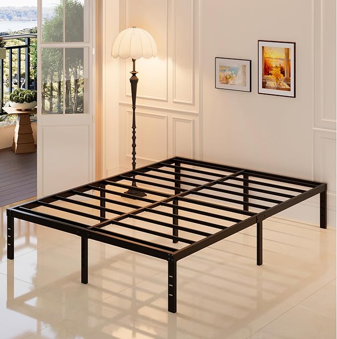 Maenizi 14 Inch Full Size Bed Frame No Box Spring Needed, Heavy Duty Metal Platform Bed Frame Full Support Up to 3000 lbs, Easy Assembly, Noise Free, Black