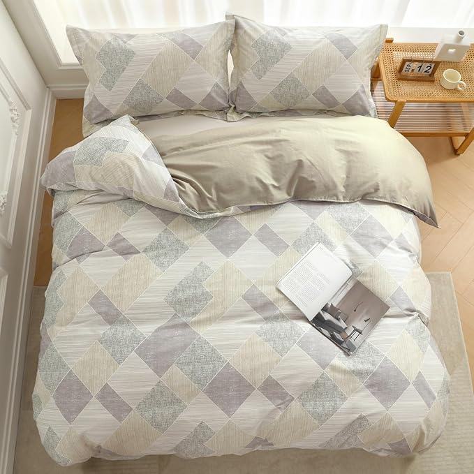 OAITE Duvet Cover Set Twin Size Floral Pattern Ultra Soft 100% Cotton Duvet Cover Sets 3-PC, Breathable Duvet Cover with Zipper Closure & Corner Ties(2 Pillow Shams,1 Duvet Cover)