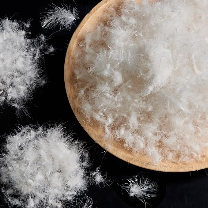 Bulk Goose Down Feather Stuffing & Fill – Hypoallergenic Pillow Filling, Repair, Restuff, Fluff for Couch Cushions, Comforters, Jackets50/50-1/2Lb DIY
