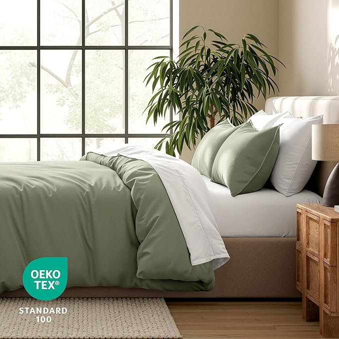 Bare Home Bedding Duvet Cover California King Size - Premium 1800 Super Soft Collection - Lightweight, Cooling - Soft Breathable Bedding Duvet Cover (Cal King, Sage)