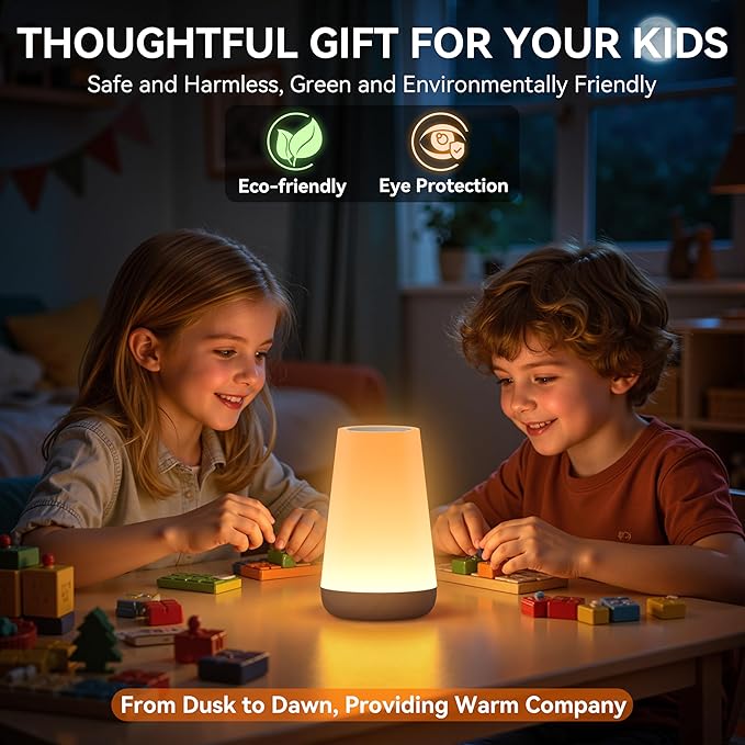 Auxmir Rechargeable LED Night Light, Touch & Remote Control Bedside Lamp with 13 Colors, 5 Brightness Levels, Portable Table Lamp for Kids Baby Nursery, Bedroom, Bathroom, Camping, Dark Brown