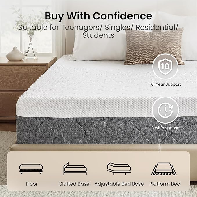 Extra Firm King Mattress 14-Inch: Zoned Thick Memory Foam for Back Pain, Extra Lumbar Support for Deep Sleep, Cooling Washable Fiberglass Free Cover for Couple, CertiPUR-US Oeko-Tex Certified, 80x76