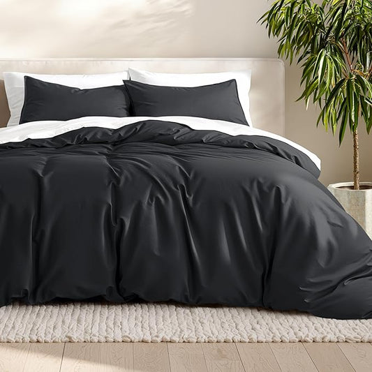 Bare Home Bedding Duvet Cover Extra Long Size - Premium 1800 Super Soft Collection - Lightweight, Cooling Duvet Cover - Soft Breathable Bedding (Twin/Twin XL, Black)