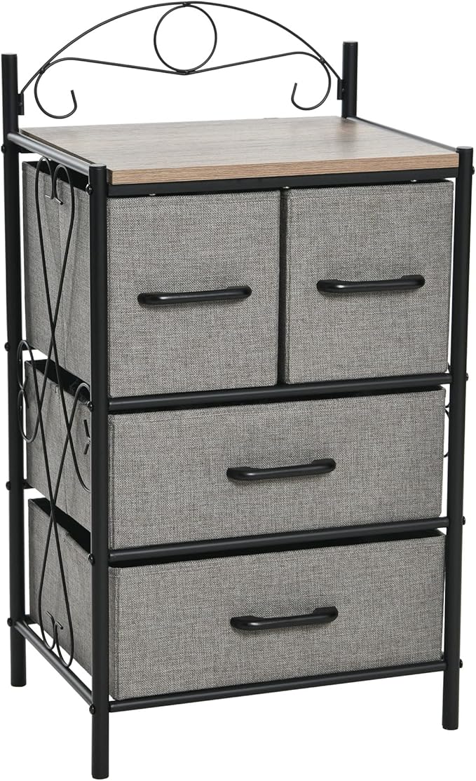 Household Essentials Ashwood Iron & Engineered Wood 4-Drawer Chest
