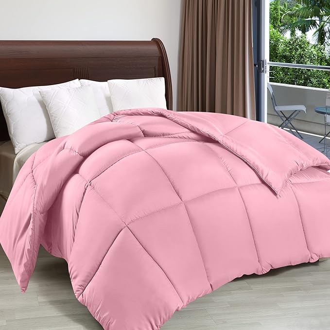 Utopia Bedding Queen Comforter Duvet Insert, Quilted Pink Comforter with Corner Tabs, Box Stitched Down Alternative Comforters Queen Size 88 x 88 inches