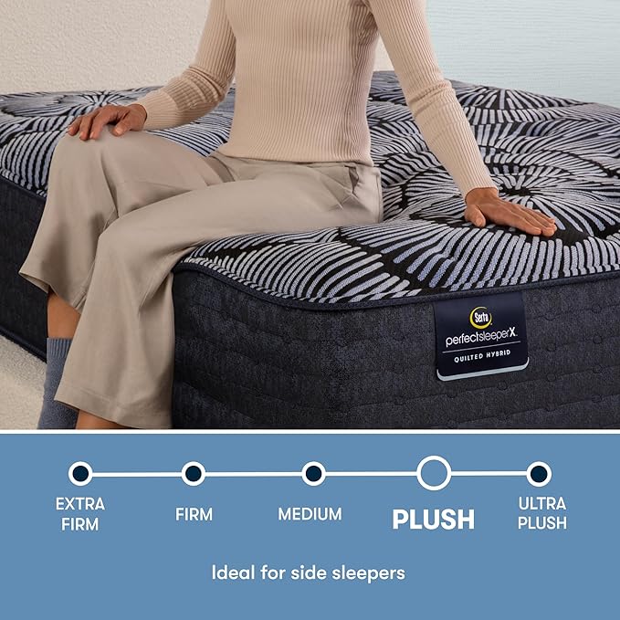Serta Perfect Sleeper X - Knox 13.75" Plush Queen Quilted Hybrid Mattress - 5 Support Zones and Cooling Tech for a Restorative Sleep - 100 Night Trial, CertiPUR-US Certified