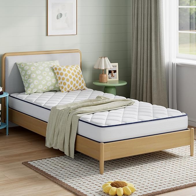 Novilla 6 Inch Twin XL Mattress,Bonnell Spring Mattresses for Spine Support, XL Twin Mattress in a Box with Cooling Adaptive Foam- Medium Feel Certipur-Us Certified (Ideal for Youth/Guest Rooms)