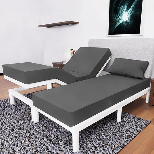 Split California King Sheets Sets - 5 Pcs Set - California King Split Sheets for Adjustable Bed Cal King Split Adjustable Bed Sheets (Dark Grey)