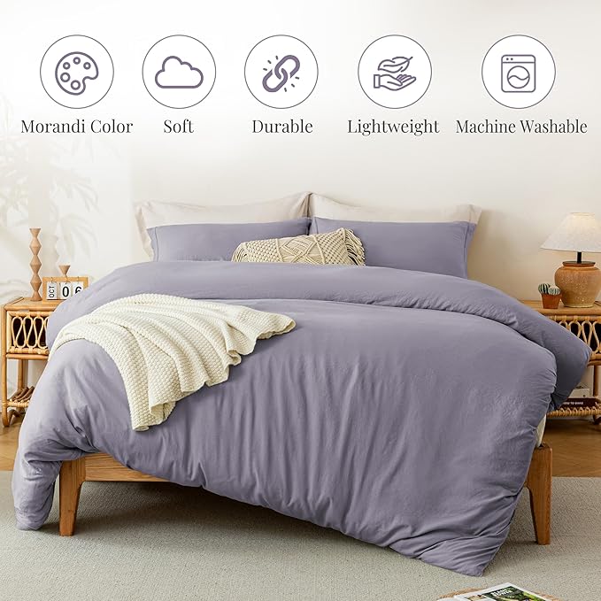 MILDLY Super Soft Duvet Cover 2pcs - 100% Washed Microfiber Twin/Twin XL Comforter Cover Set with Zipper Closure & Corner Ties (No Comforter)