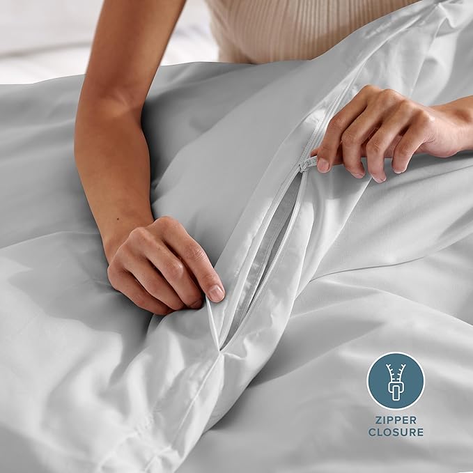 Bare Home Bedding Duvet Cover Oversized King - Premium 1800 Super Soft Collection - Lightweight, Cooling - Soft Breathable Bedding Duvet Cover (Oversized King, Cloud Grey)