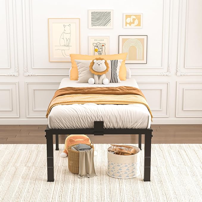 Yitong Angel Twin XL Size Bed Frames18 inch High 3500 lbs Heavy Duty Metal Platform, Mattress Foundation with Steel Slat Support/No Box Spring Needed/Noise Free/Non-Slip/Easy Assembly