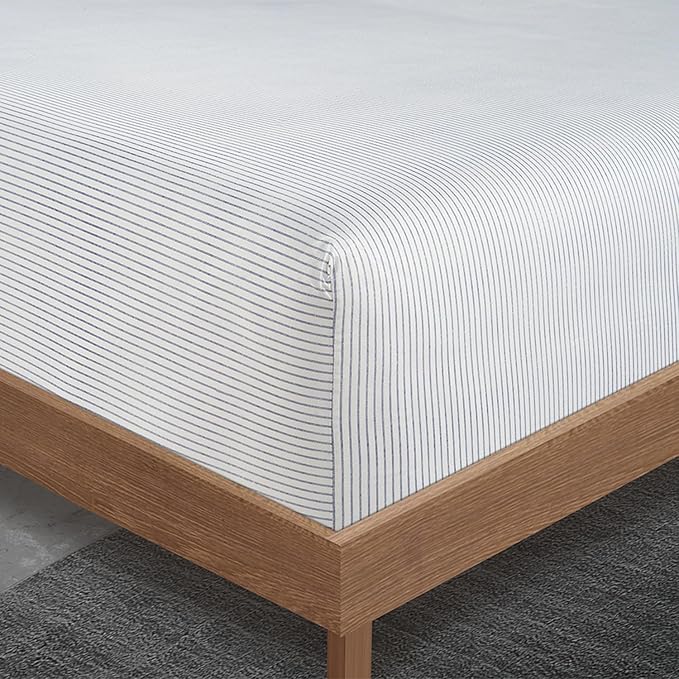 LANE LINEN 100% Cotton Sheets Full Size - Premium 450 Thread Count Sateen Weave for A Silky Feel - Extra Breathable & Cozy for Year Round Comfort - Fits Matresses Upto 15'' Deep - Tickling Stripe