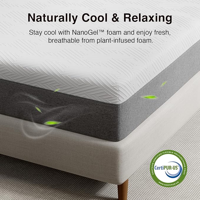 Novilla 10 Inch Twin Size Memory Foam Mattress in a Box, Back Pain Relief & Body Support, Grey, CertiPUR-US Certified