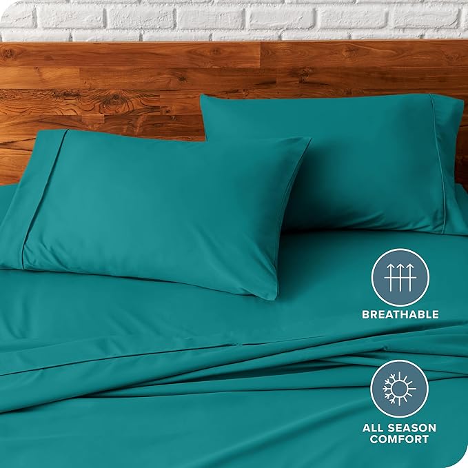 Bare Home Microfiber Pillow Cases - Standard/Queen Size Set of 2 - Cooling Pillowcases - Double Brushed - Emerald Pillowcases 2 Pack - Easy Care (Standard Pillowcase Set of 2, Emerald)