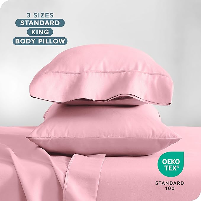 Bare Home Microfiber Pillow Cases - Standard/Queen Size Set of 2 - Cooling Pillowcases - Double Brushed - Light Pink Pillowcases 2 Pack - Easy Care (Standard Pillowcase Set of 2, Light Pink)