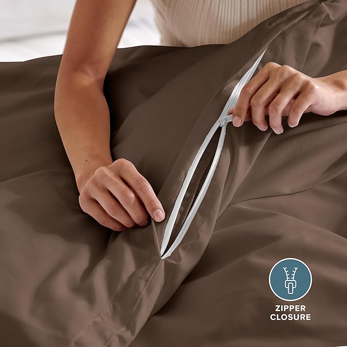 Bare Home Bedding Duvet Cover Extra Long Size - Premium 1800 Super Soft Collection - Lightweight, Cooling - Soft Breathable Bedding Duvet Cover (Twin/Twin XL, Cocoa)