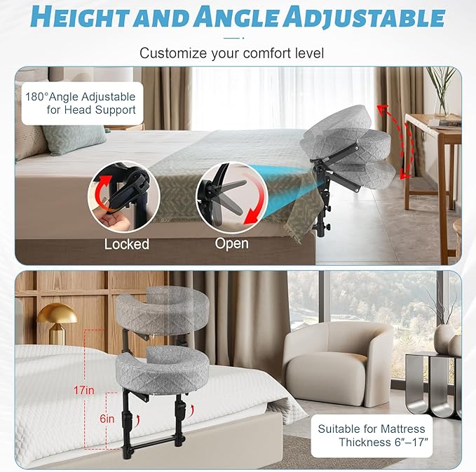 Massage Headrest for Bed, Adjustable Bed Massage Head Holder, Portable Mattress Home Massage Kit, Massage Face Cradle at Home, Face Down Pillow After Eye Surgery