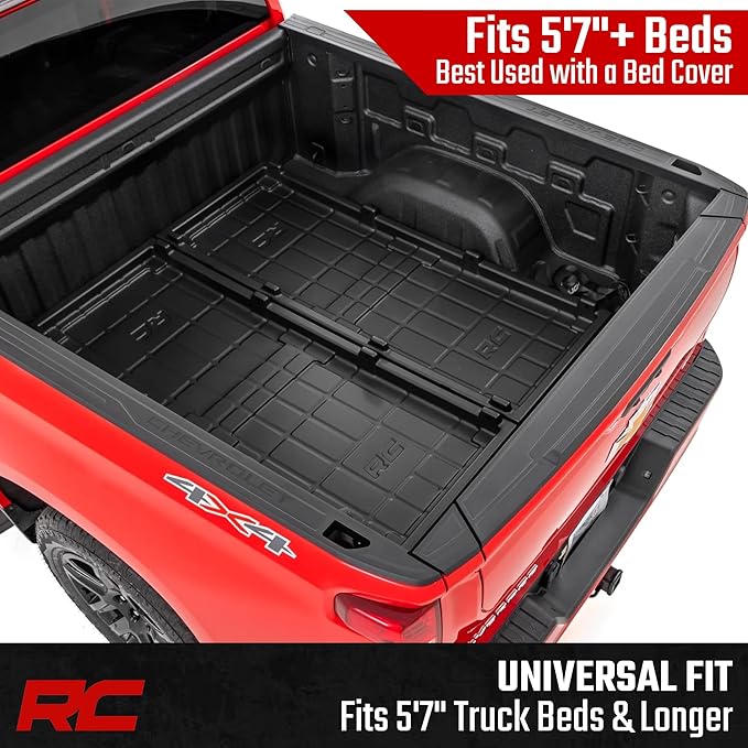 Rough Country Slide-Out Truck Bed Cargo Tray - Long Bed Organizer for 5'7"+ Beds, Heavy-Duty Polyethylene, UV-Protected, Easy Tailgate Access