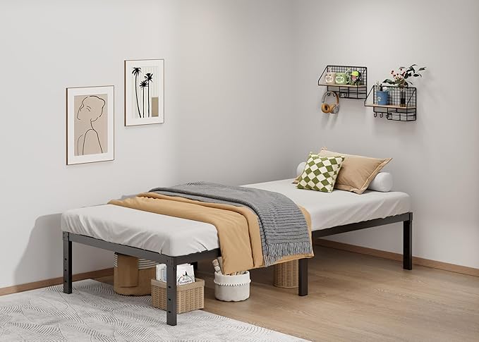 LUMUNANCE Metal Bed Frame Twin Size - 14 Inch Heavy-Duty Twin Platform Bed Frame No Box Spring Needed, Easy Assembly, Noise-Free, Sturdy Mattress Foundation, Underbed Storage Space