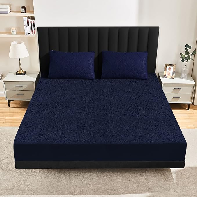 Sufdari King Waterproof Mattress Protector, Waterproof Mattress Cover,Breathable & Noiseless Mattress Pad, Waterproof Quilted Fitted Sheet Fits Up to 8-18" Deep Pocket