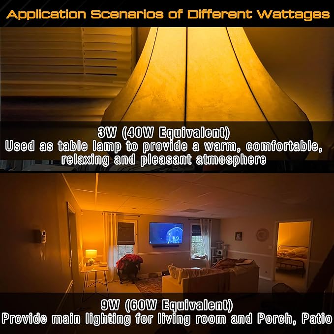 Amber Sleep Light Bulbs 1800K, A19 9W Amber Light Bulb 60W Equivalent, Blue Light Blocking 800lm, E26 Bright Warm Light Bulb for Healthy Sleep, Bedroom, Porch, Patio Lighting, Non-Dimmable, 2 Pack