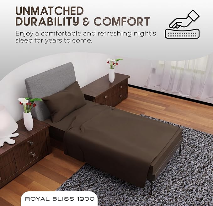 Twin Bedding Sets - 3-Pcs Set - Deep Pockets - Cooling Twin Bed Sheets - Soft and Breathable Twin Sheet Set -Twin Bedding for Luxurious Comfort - Bed Sheets Twin Size (Chocolate)