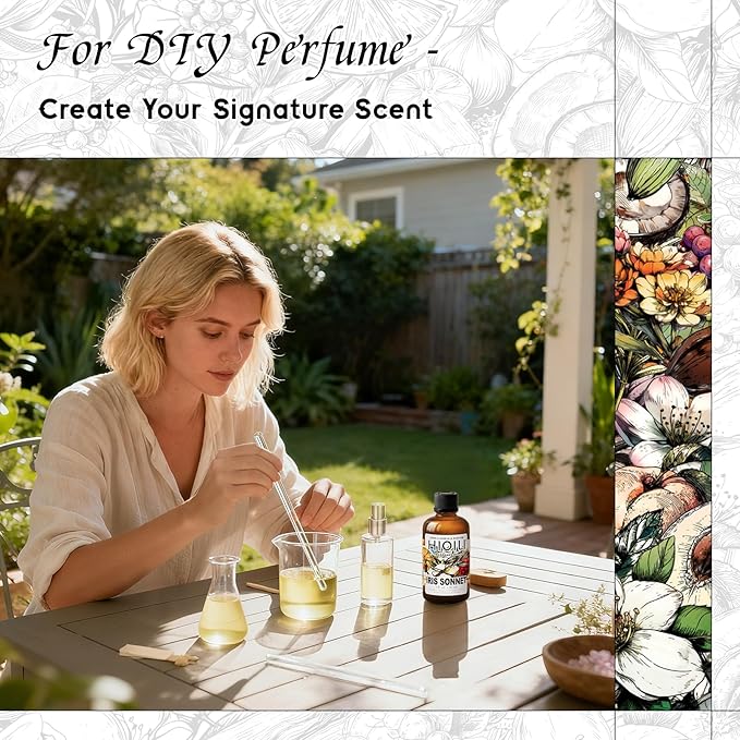 HIQILI Iris Sonnet Fragrance Oil, Premium Concentrated Scent for Home Diffuser, Perfume Balm Making, Linen Spray - 1 Fl Oz
