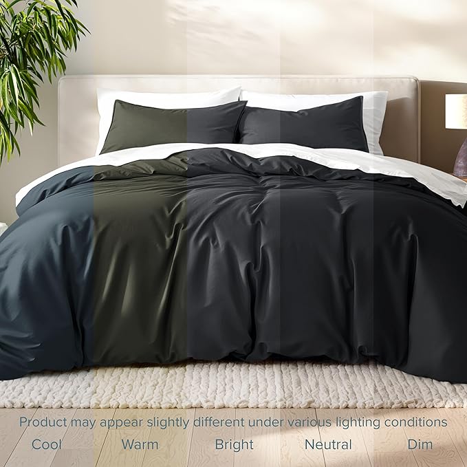 Bare Home Bedding Duvet Cover Queen Size - Premium 1800 Super Soft Collection - Lightweight, Cooling Duvet Cover - Soft Breathable Bedding (Queen, Black)