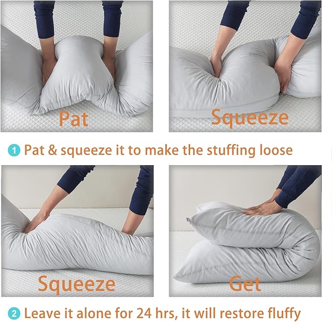 WhatsBedding Memory Foam Body Pillow with Breathable Zippered Cotton Cover, Full Body Pillow for Adults, Long Pillow for Sleeping, Firm Pillow Breathable Fluffy Supportive, Light Gray